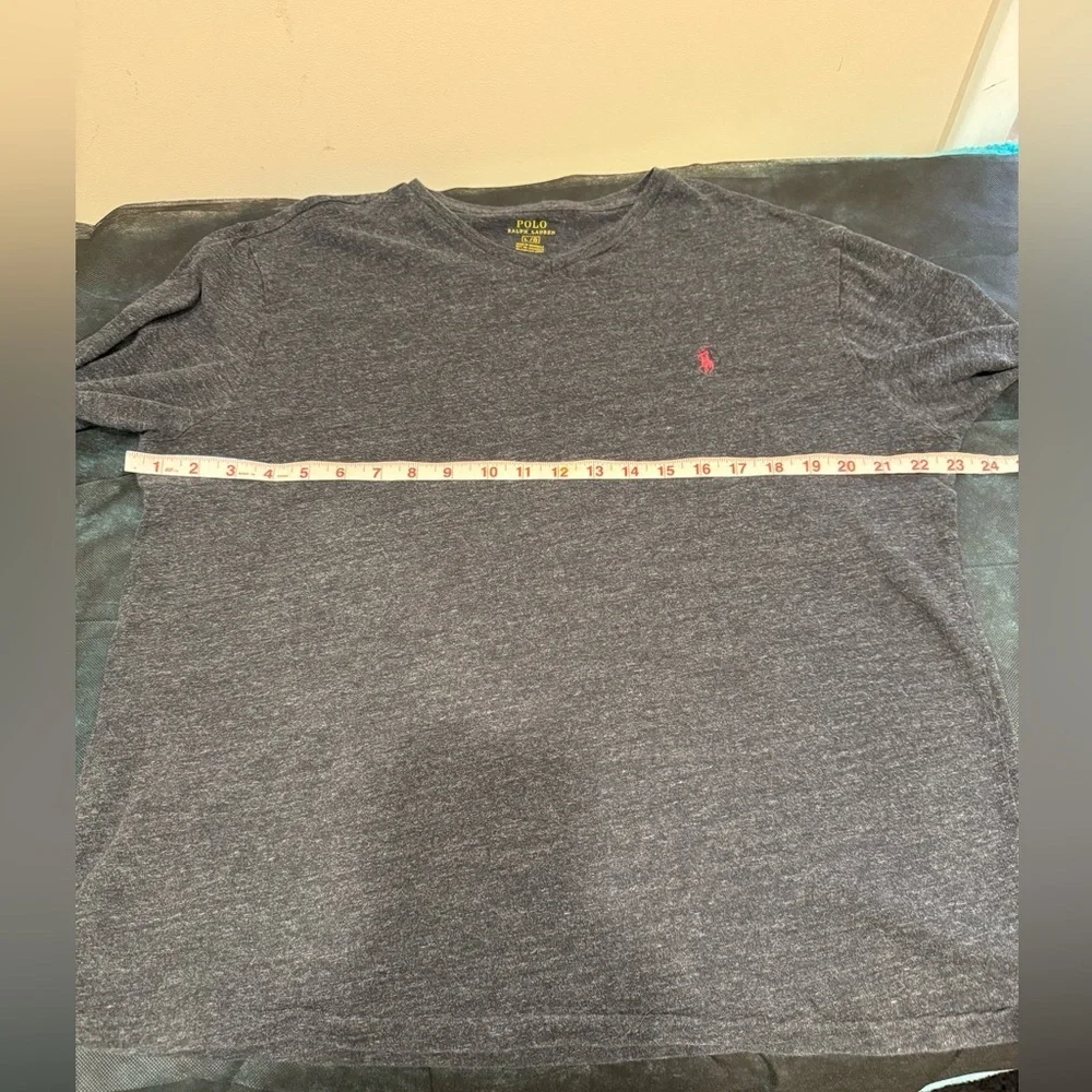 🔥Polo by Ralph Lauren Men's Gray Long Sleeve Shirt V neck Sz L EUC